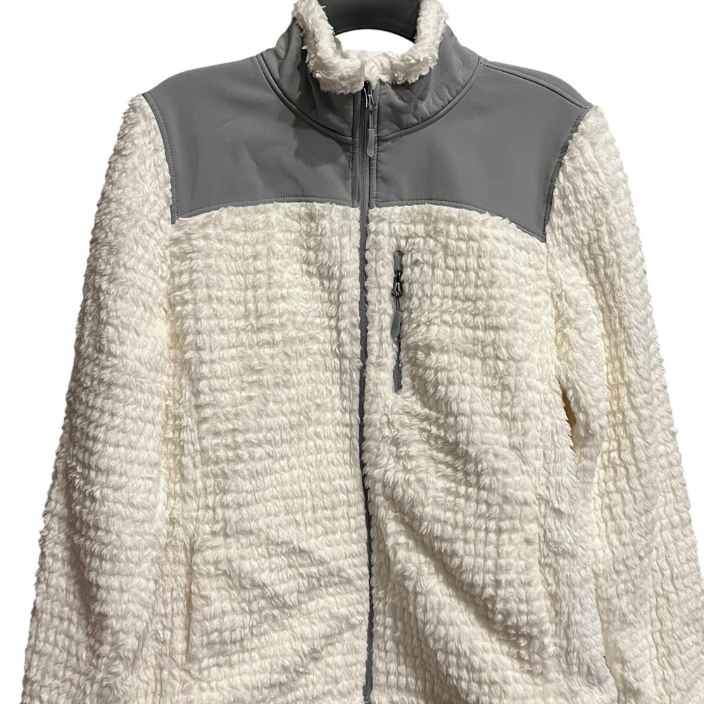 Cozy White and Gray Sherpa Jacket